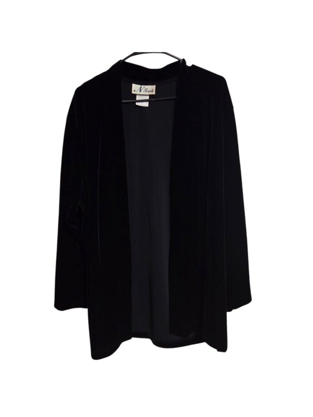 Vintage N Touch Cardigan Jacket Plus Size 2X Black Velvet Open Front Gothic